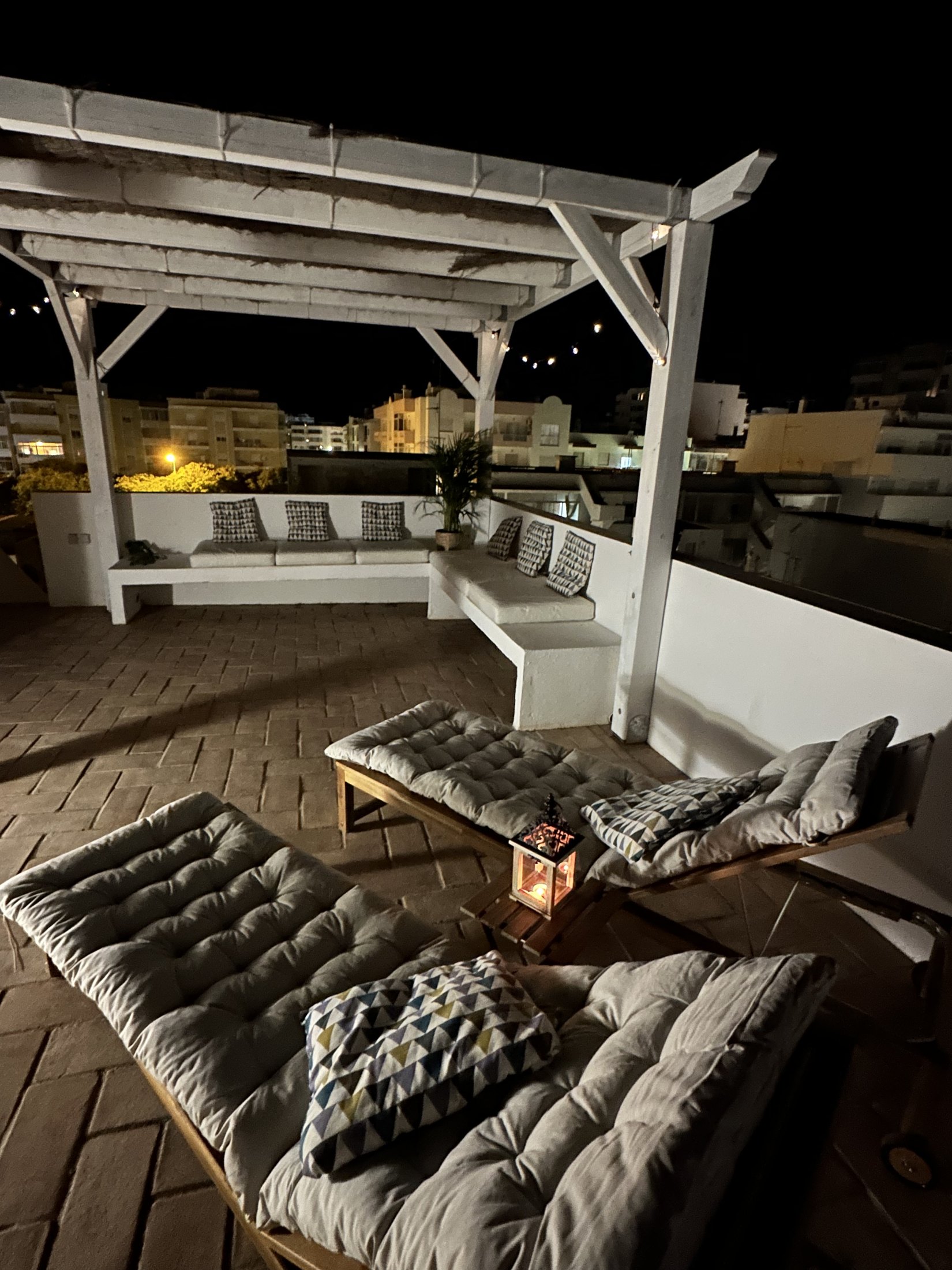 Casa Rei Azul rooftop terrace at night